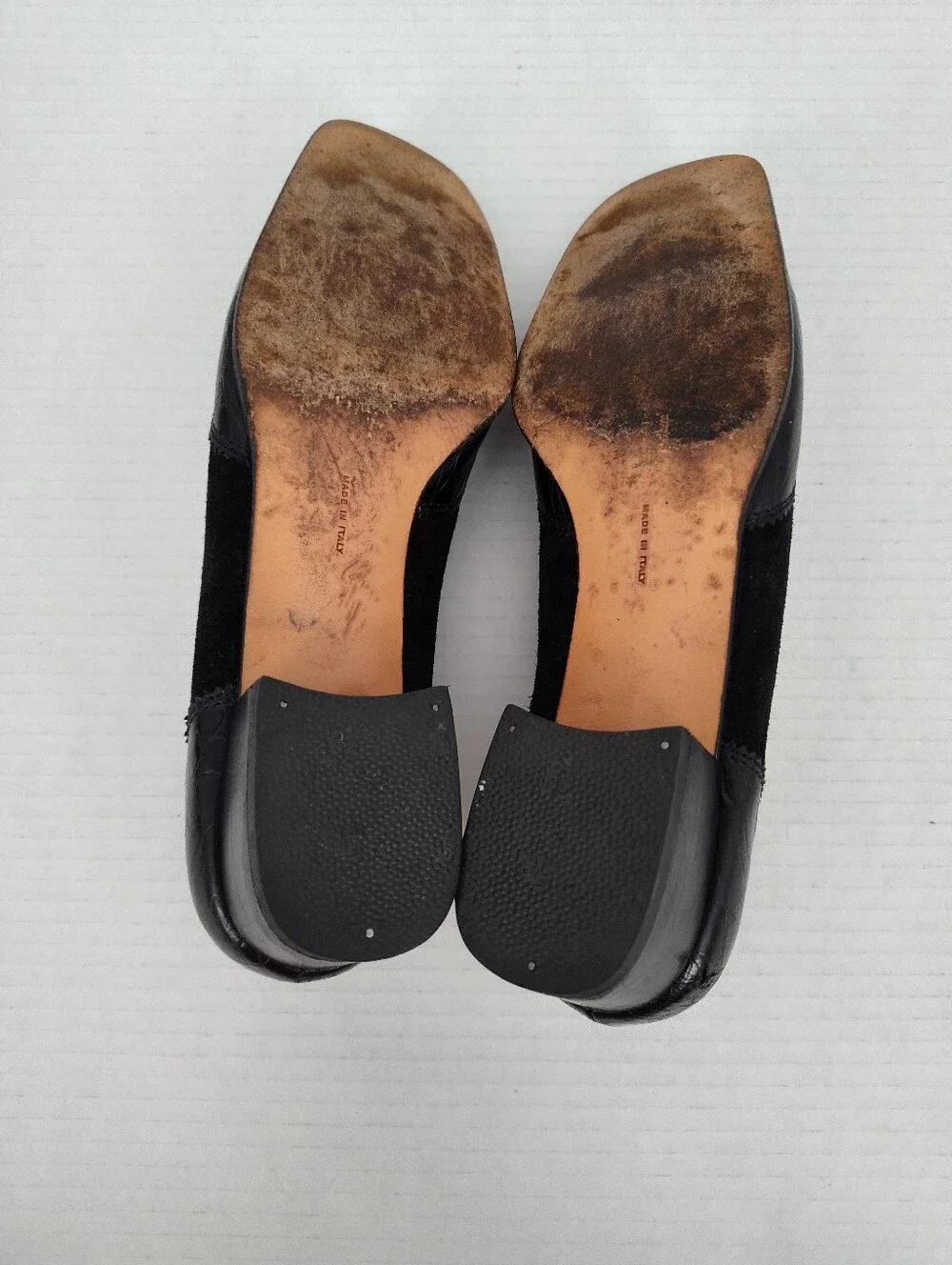Salvatore FERRAGAMO Black Suede & Croc Leather Low Heel Spectator Pumps 8.5B